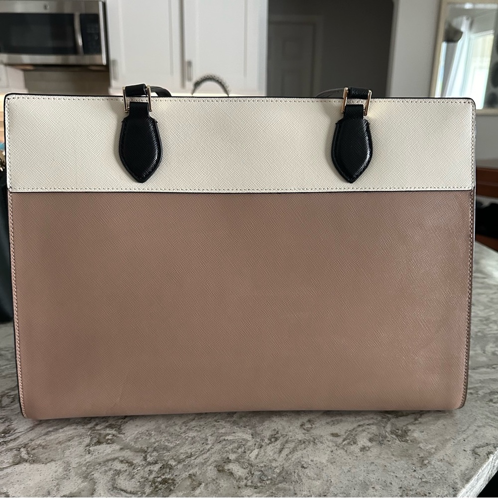 kate spade Two-Tone Cream and Blush Satchel with Black Handles - Picture 2 of 5